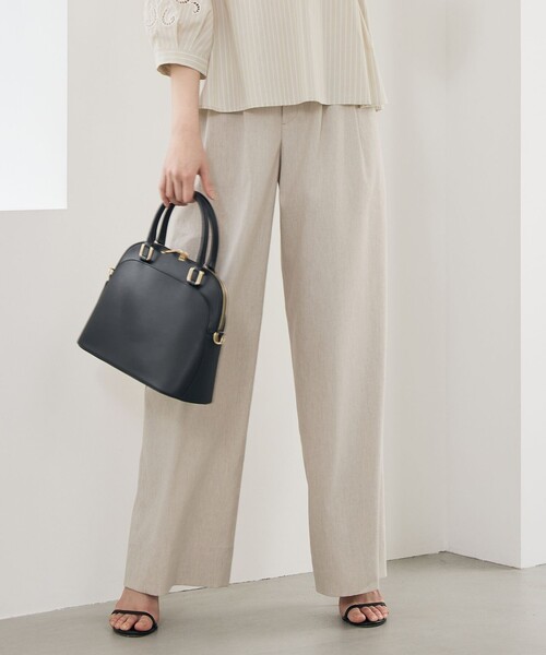 自由区（ジユウク）の「リネンストレッチワイド パンツ（その他パンツ・レディース・カーキ系/アイボリー系/ベージュ系・46/44）」の2枚目の写真