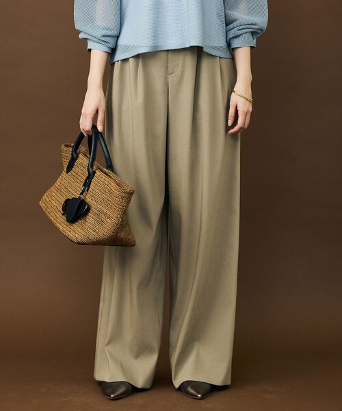 自由区（ジユウク）の「リネンストレッチワイド パンツ（その他パンツ・レディース・カーキ系/アイボリー系/ベージュ系・46/44）」の3枚目の写真
