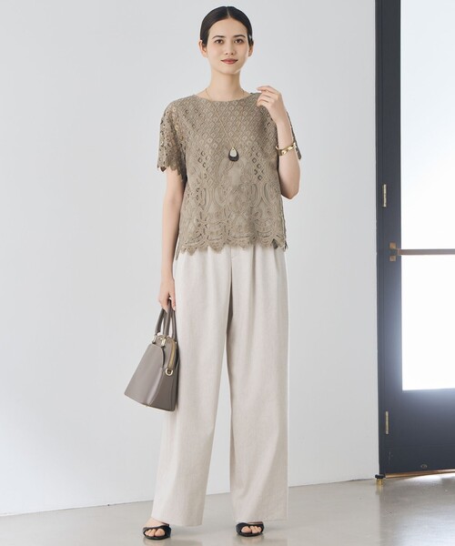 自由区（ジユウク）の「リネンストレッチワイド パンツ（その他パンツ・レディース・カーキ系/アイボリー系/ベージュ系・46/44）」の13枚目の写真