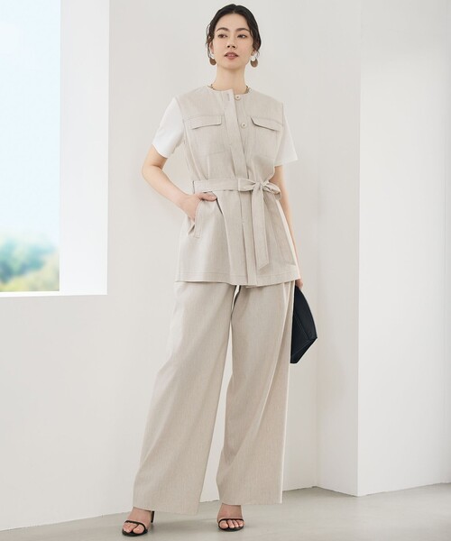 自由区（ジユウク）の「リネンストレッチワイド パンツ（その他パンツ・レディース・カーキ系/アイボリー系/ベージュ系・46/44）」の15枚目の写真