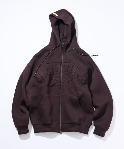 NAUTICA（ノーティカ）の「Reebok×NAUTICA/リーボック×ノーティカ 【Exclusive】ダブルネーム アーチロゴ ダンボール ジップアップ スウェットフーディ/ジップパーカー（パーカー・メンズ・チャコールグレー/ブラック/ブラウン/ネイビー・X-LARGE/LARGE/MEDIUM）」の3枚目の写真