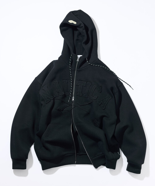 NAUTICA（ノーティカ）の「Reebok×NAUTICA/リーボック×ノーティカ 【Exclusive】ダブルネーム アーチロゴ ダンボール ジップアップ スウェットフーディ/ジップパーカー（パーカー・メンズ・チャコールグレー/ブラック/ブラウン/ネイビー・X-LARGE/LARGE/MEDIUM）」の2枚目の写真