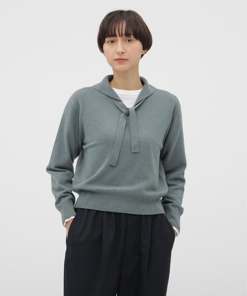 MARGARET HOWELL(マーガレットハウエル)の「FINE WOOL KNITWEAR(ニット/セーター・レディース・ブルー系その他2/ブラック・2)」の2枚目の写真