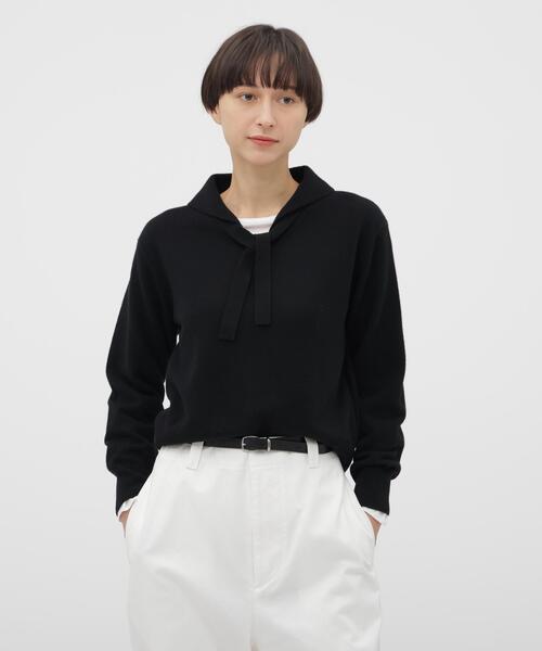 MARGARET HOWELL(マーガレットハウエル)の「FINE WOOL KNITWEAR(ニット/セーター・レディース・ブルー系その他2/ブラック・2)」の1枚目の写真
