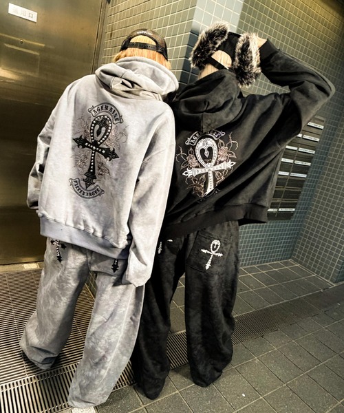 A&G カシミヤ100% ニットパーカー 十字架 ドクロ ブラック サイズm PRODIGAL（プロディガル） カシミヤ 100％ リラックス フーディー