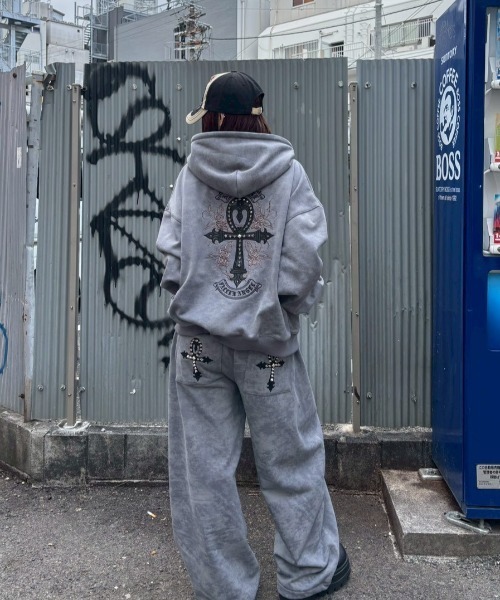 【人気デザイン】Gamchu 我儘に分解分離パッチフーディー 加工 グレー F Gamchu【ガムチュ】