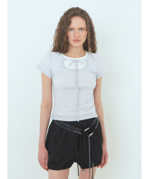 ETMON(エトモン)の「Lace Hole Strap T-Shirt Light Grey(Tシャツ/カットソー・レディース・その他・FREE)」の5枚目の写真
