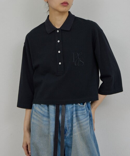 GALLARDAGALANTE(ガリャルダガランテ)の「【PEAS】【手洗い可】カノコポロシャツ(Tシャツ/カットソー・レディース・ブラック/ブルー/ホワイト・FREE)」の3枚目の写真