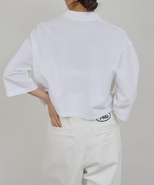 GALLARDAGALANTE(ガリャルダガランテ)の「【PEAS】【手洗い可】カノコポロシャツ(Tシャツ/カットソー・レディース・ブラック/ブルー/ホワイト・FREE)」の6枚目の写真
