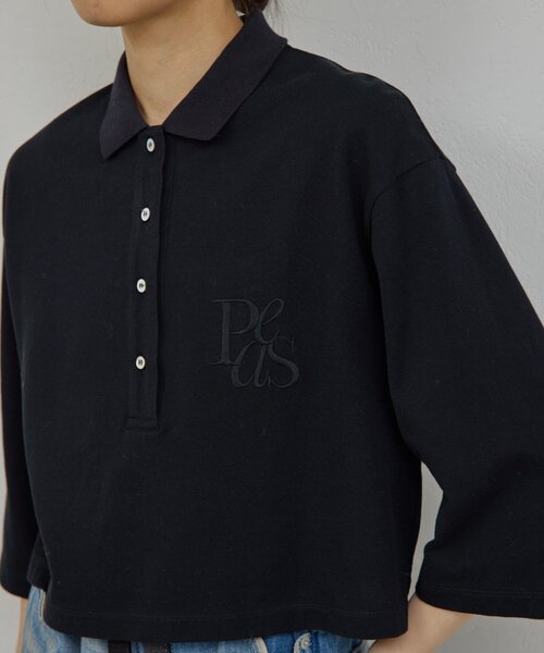 GALLARDAGALANTE(ガリャルダガランテ)の「【PEAS】【手洗い可】カノコポロシャツ(Tシャツ/カットソー・レディース・ブラック/ブルー/ホワイト・FREE)」の17枚目の写真