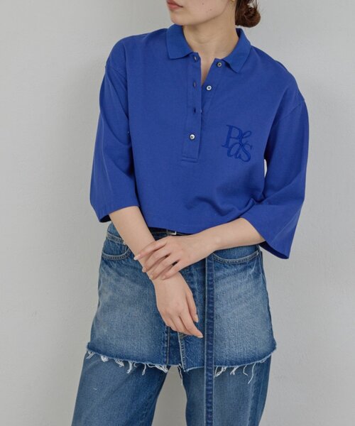 GALLARDAGALANTE(ガリャルダガランテ)の「【PEAS】【手洗い可】カノコポロシャツ(Tシャツ/カットソー・レディース・ブラック/ブルー/ホワイト・FREE)」の1枚目の写真
