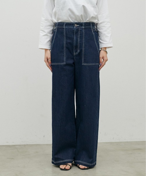 LARUTA（ラルータ）の「【LARUTA】UVカットベイカーデニム（デニムパンツ・レディース・ネイビー/ブルー・FREE）」の5枚目の写真