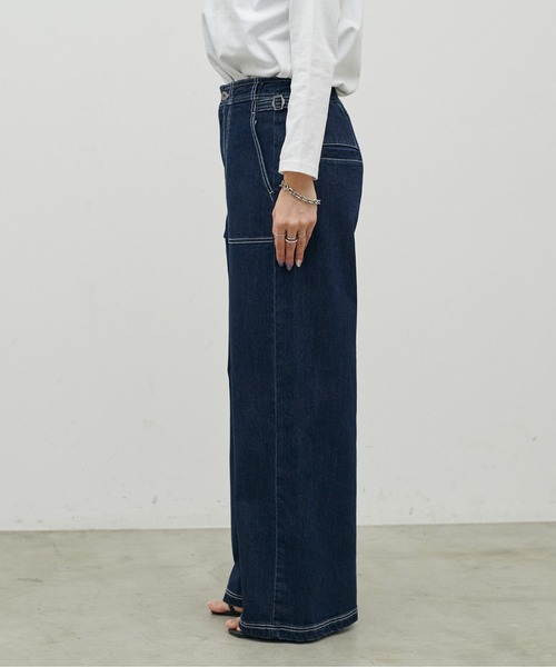 LARUTA（ラルータ）の「【LARUTA】UVカットベイカーデニム（デニムパンツ・レディース・ネイビー/ブルー・FREE）」の6枚目の写真