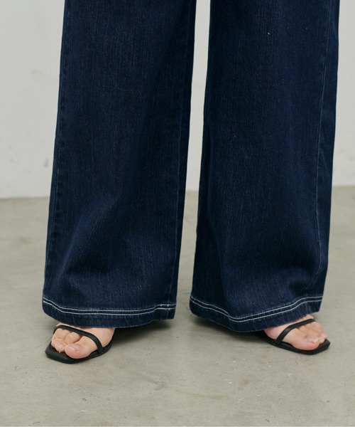 LARUTA（ラルータ）の「【LARUTA】UVカットベイカーデニム（デニムパンツ・レディース・ネイビー/ブルー・FREE）」の4枚目の写真