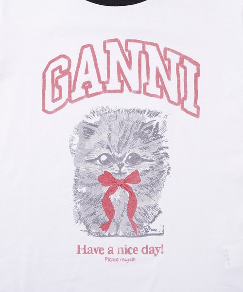 GANNI（ガニー）の「Basic Cotton Jersey Margot Kitty Print（Tシャツ/カットソー・レディース・ホワイト系その他・M/S/XS）」の3枚目の写真
