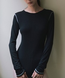 【kiehtova】CONTRAST STITCH BODY SUIT/コントラストステッチボディスーツ KTWR57
