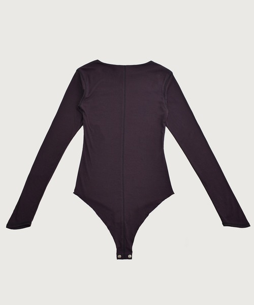 kiehtova(キエトヴァ)の「【kiehtova】CONTRAST STITCH BODY SUIT/コントラストステッチボディスーツ KTWR57(Tシャツ/カットソー・レディース・ブラック/ダークパープル/ベージュ・FREE)」の6枚目の写真