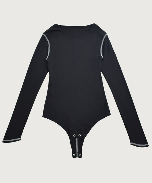 kiehtova(キエトヴァ)の「【kiehtova】CONTRAST STITCH BODY SUIT/コントラストステッチボディスーツ KTWR57(Tシャツ/カットソー・レディース・ブラック/ダークパープル/ベージュ・FREE)」の10枚目の写真