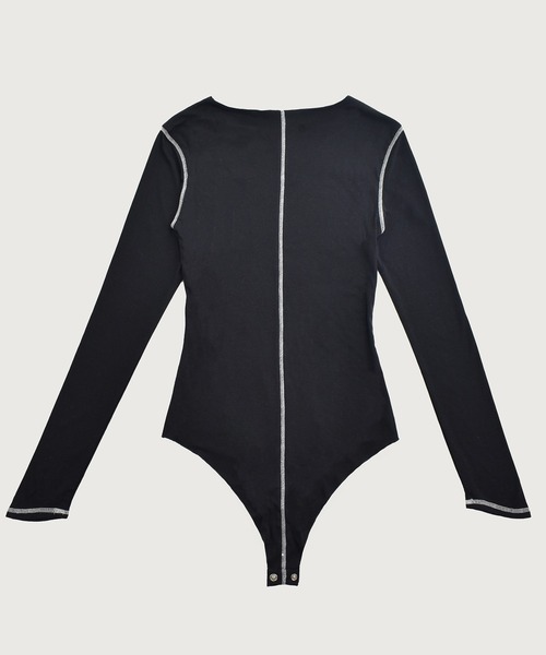 kiehtova(キエトヴァ)の「【kiehtova】CONTRAST STITCH BODY SUIT/コントラストステッチボディスーツ KTWR57(Tシャツ/カットソー・レディース・ブラック/ダークパープル/ベージュ・FREE)」の11枚目の写真
