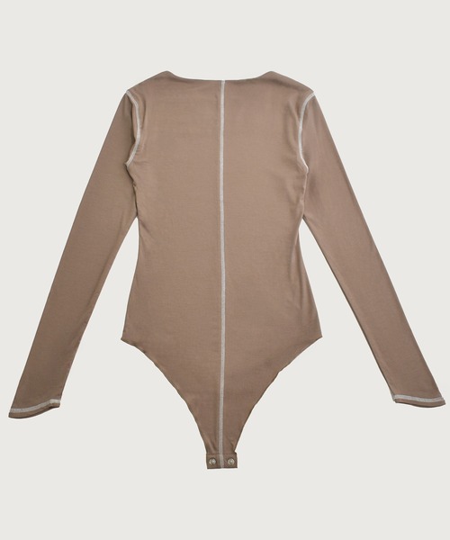 kiehtova(キエトヴァ)の「【kiehtova】CONTRAST STITCH BODY SUIT/コントラストステッチボディスーツ KTWR57(Tシャツ/カットソー・レディース・ブラック/ダークパープル/ベージュ・FREE)」の15枚目の写真