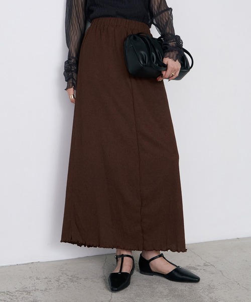 forksy.(フォルクシー)の「【forksy.】<エブリデイシリーズ> 楊柳 メロー ギャザー フレアスカート / UVカット <セットアップ対応>(スカート・レディース・アイボリー/ブラック/ブラウン/ダークグレー・L/M)」の4枚目の写真