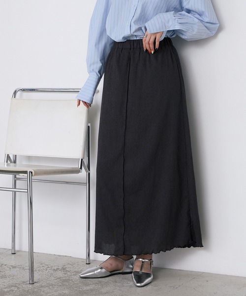 forksy.(フォルクシー)の「【forksy.】<エブリデイシリーズ> 楊柳 メロー ギャザー フレアスカート / UVカット <セットアップ対応>(スカート・レディース・アイボリー/ブラック/ブラウン/ダークグレー・L/M)」の3枚目の写真