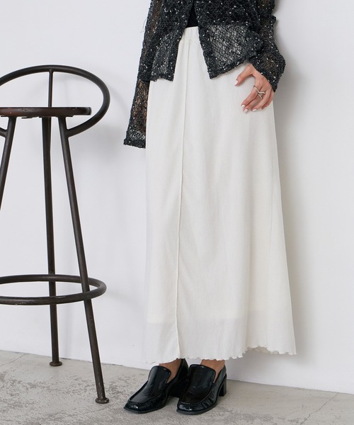 forksy.(フォルクシー)の「【forksy.】<エブリデイシリーズ> 楊柳 メロー ギャザー フレアスカート / UVカット <セットアップ対応>(スカート・レディース・アイボリー/ブラック/ブラウン/ダークグレー・L/M)」の6枚目の写真