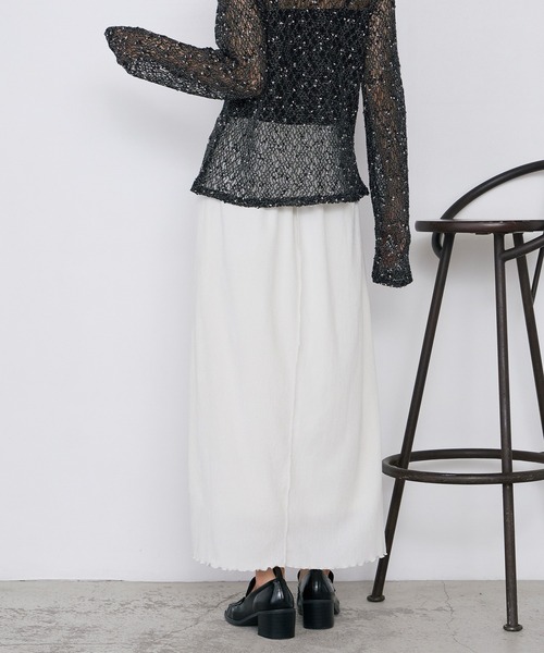 forksy.(フォルクシー)の「【forksy.】<エブリデイシリーズ> 楊柳 メロー ギャザー フレアスカート / UVカット <セットアップ対応>(スカート・レディース・アイボリー/ブラック/ブラウン/ダークグレー・L/M)」の9枚目の写真