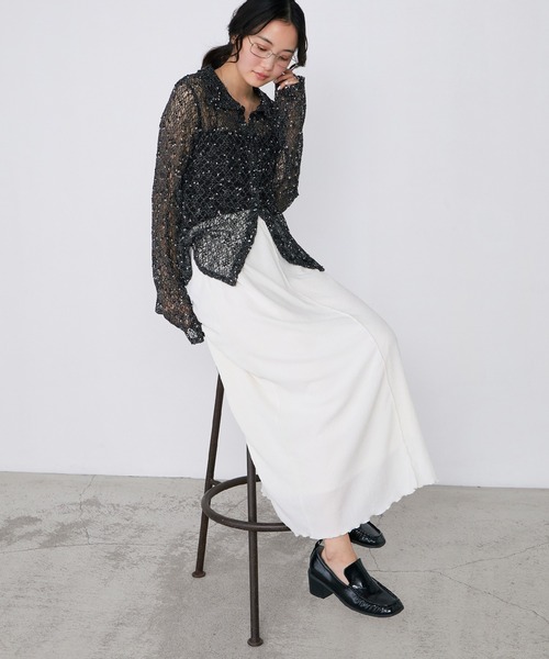 forksy.(フォルクシー)の「【forksy.】<エブリデイシリーズ> 楊柳 メロー ギャザー フレアスカート / UVカット <セットアップ対応>(スカート・レディース・アイボリー/ブラック/ブラウン/ダークグレー・L/M)」の15枚目の写真