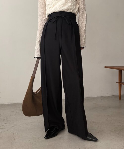 CAPRICIEUX LE'MAGE（カプリシューレマージュ）の「【低身長サイズあり】ピンタックリボンパンツ（その他パンツ・レディース・ブラック/グレー/ホワイト系その他/ベージュ・36/38/PS）」の3枚目の写真