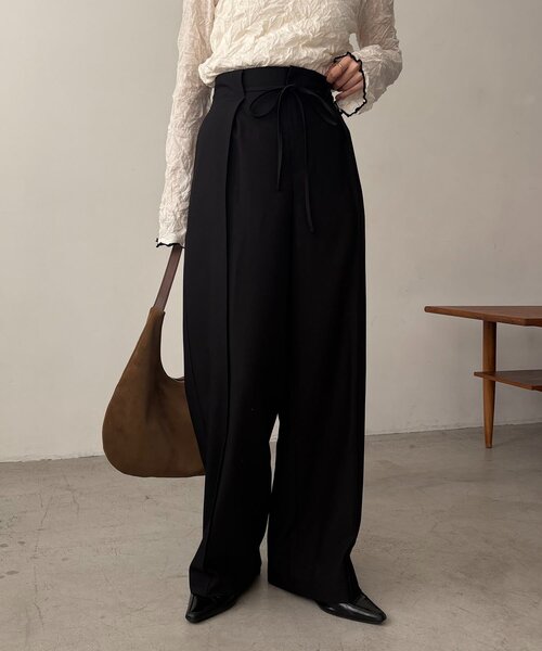 CAPRICIEUX LE'MAGE（カプリシューレマージュ）の「【低身長サイズあり】ピンタックリボンパンツ（その他パンツ・レディース・ブラック/グレー/ホワイト系その他/ベージュ・36/38/PS）」の7枚目の写真