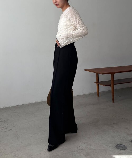 CAPRICIEUX LE'MAGE（カプリシューレマージュ）の「【低身長サイズあり】ピンタックリボンパンツ（その他パンツ・レディース・ブラック/グレー/ホワイト系その他/ベージュ・36/38/PS）」の8枚目の写真