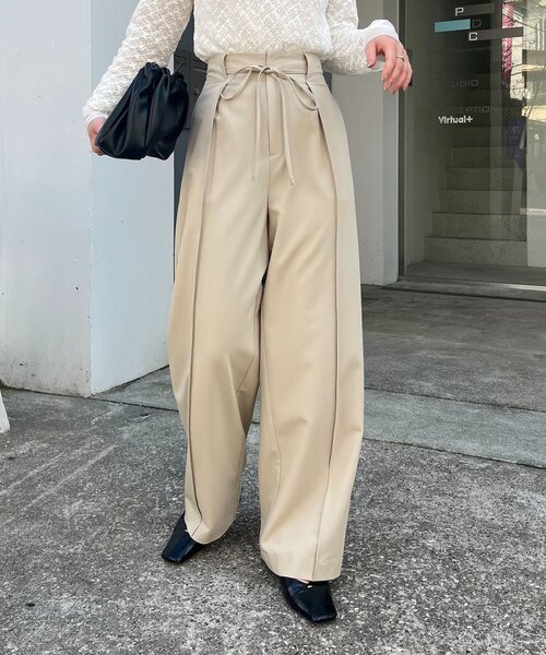 CAPRICIEUX LE'MAGE（カプリシューレマージュ）の「【低身長サイズあり】ピンタックリボンパンツ（その他パンツ・レディース・ブラック/グレー/ホワイト系その他/ベージュ・36/38/PS）」の15枚目の写真