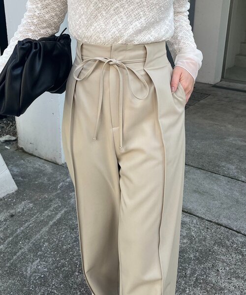 CAPRICIEUX LE'MAGE（カプリシューレマージュ）の「【低身長サイズあり】ピンタックリボンパンツ（その他パンツ・レディース・ブラック/グレー/ホワイト系その他/ベージュ・36/38/PS）」の14枚目の写真