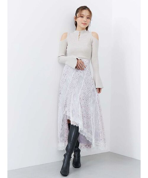 MERCURYDUO(マーキュリーデュオ)の「フラワー×レースフィットマーメイドスカート(スカート・レディース・ピンク/ミント・MEDIUM/SMALL)」の7枚目の写真