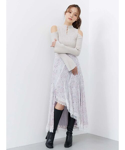 MERCURYDUO(マーキュリーデュオ)の「フラワー×レースフィットマーメイドスカート(スカート・レディース・ピンク/ミント・MEDIUM/SMALL)」の6枚目の写真