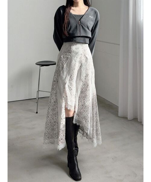 MERCURYDUO(マーキュリーデュオ)の「フラワー×レースフィットマーメイドスカート(スカート・レディース・ピンク/ミント・MEDIUM/SMALL)」の11枚目の写真