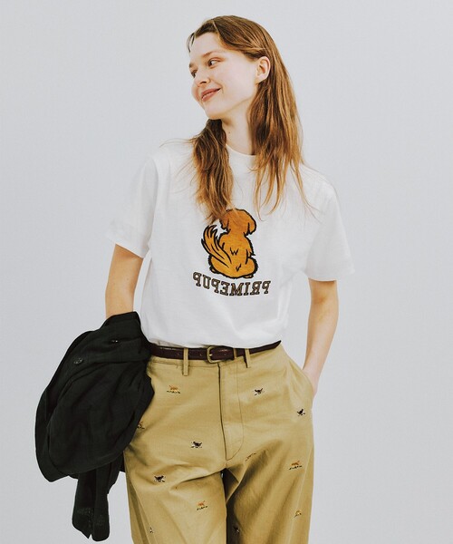 BEAMS BOY（ビームスボーイ）の「ボーイ ドッグ Tシャツ（Tシャツ/カットソー・レディース・オレンジ/オフホワイト・1/0/2）」の4枚目の写真