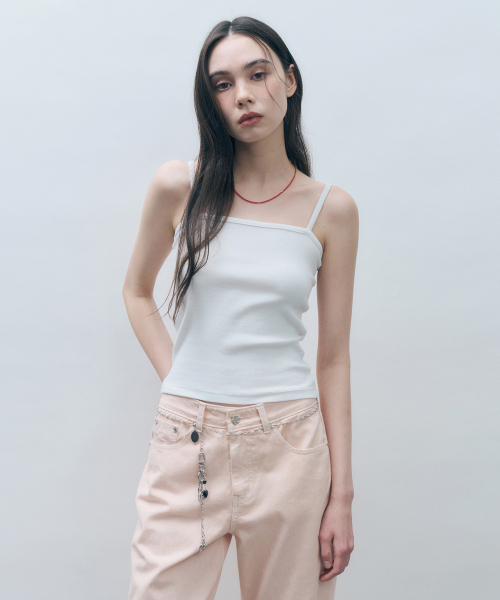 MONGDOL（モンドル）の「[4カラー] リブコットンストリングスリーブレス MDTS057（Tシャツ/カットソー・レディース・ライトグレー/ホワイト/ベージュ/ブラック・MEDIUM/SMALL）」の15枚目の写真