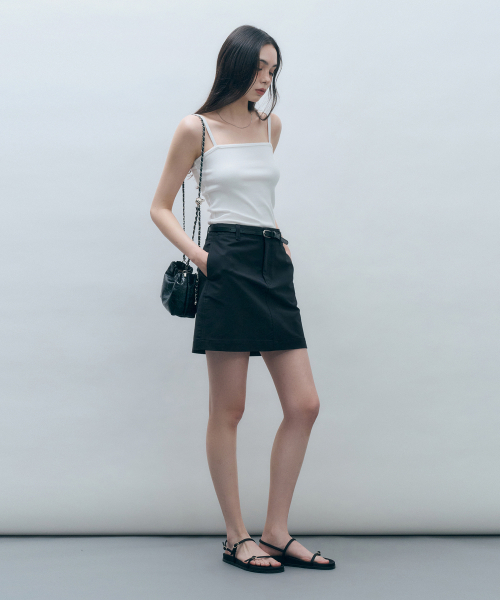 MONGDOL（モンドル）の「[4カラー] リブコットンストリングスリーブレス MDTS057（Tシャツ/カットソー・レディース・ライトグレー/ホワイト/ベージュ/ブラック・MEDIUM/SMALL）」の16枚目の写真