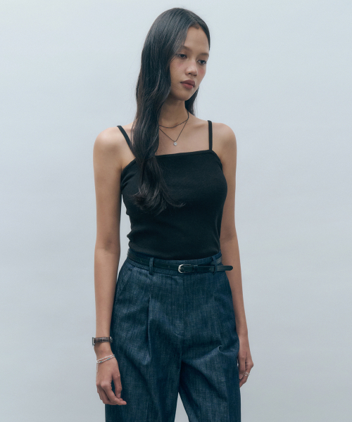 MONGDOL（モンドル）の「[4カラー] リブコットンストリングスリーブレス MDTS057（Tシャツ/カットソー・レディース・ライトグレー/ホワイト/ベージュ/ブラック・MEDIUM/SMALL）」の7枚目の写真