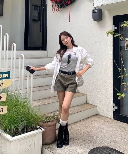 MONGDOL（モンドル）の「[4カラー] リブコットンストリングスリーブレス MDTS057（Tシャツ/カットソー・レディース・ライトグレー/ホワイト/ベージュ/ブラック・MEDIUM/SMALL）」の10枚目の写真