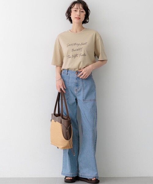 23区 L(ニジュウサンクオオキイサイズ)の「ヴィンテージライク ロゴ Tシャツ(Tシャツ/カットソー・レディース・ホワイト系/グレー系/ベージュ系/サックスブルー系・46/44)」の9枚目の写真
