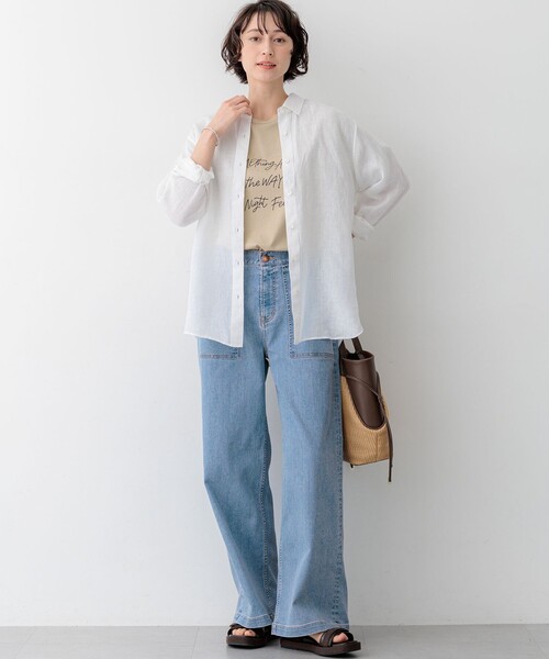 23区 L(ニジュウサンクオオキイサイズ)の「ヴィンテージライク ロゴ Tシャツ(Tシャツ/カットソー・レディース・ホワイト系/グレー系/ベージュ系/サックスブルー系・46/44)」の10枚目の写真