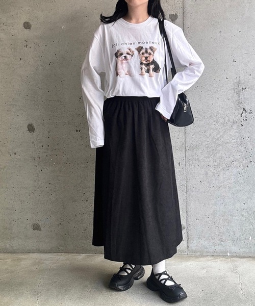 etta(エタ)の「DOGプリントロンT/長袖Tシャツ(Tシャツ/カットソー・レディース・ホワイト・MEDIUM/SMALL/LARGE)」の9枚目の写真