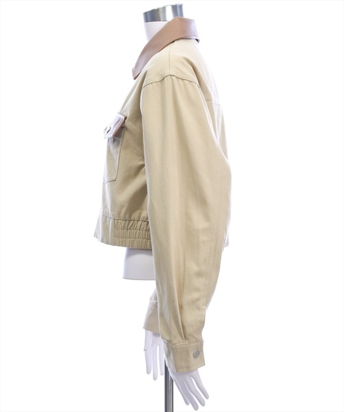 clear（クリア）の「レザー切替キャンバスジャケット［大人 カジュアル ］（その他アウター・レディース・ベージュ/アイボリー・F）」の8枚目の写真