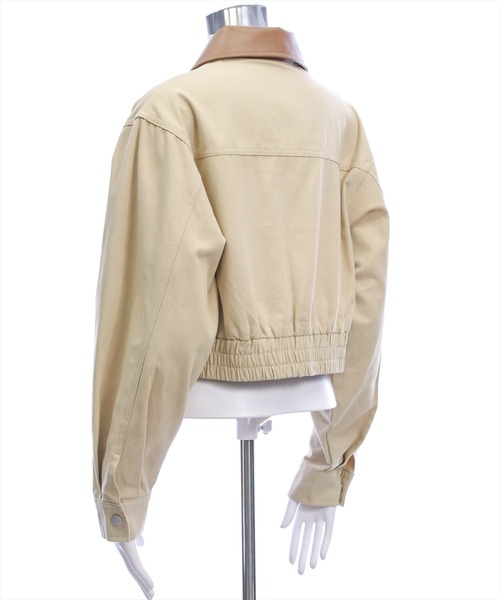 clear（クリア）の「レザー切替キャンバスジャケット［大人 カジュアル ］（その他アウター・レディース・ベージュ/アイボリー・F）」の9枚目の写真