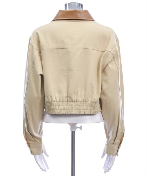 clear（クリア）の「レザー切替キャンバスジャケット［大人 カジュアル ］（その他アウター・レディース・ベージュ/アイボリー・F）」の10枚目の写真