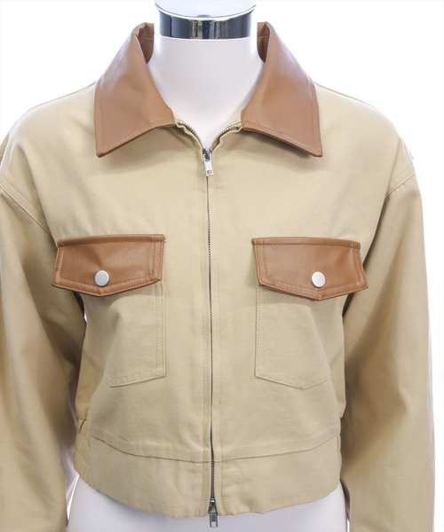 clear（クリア）の「レザー切替キャンバスジャケット［大人 カジュアル ］（その他アウター・レディース・ベージュ/アイボリー・F）」の11枚目の写真