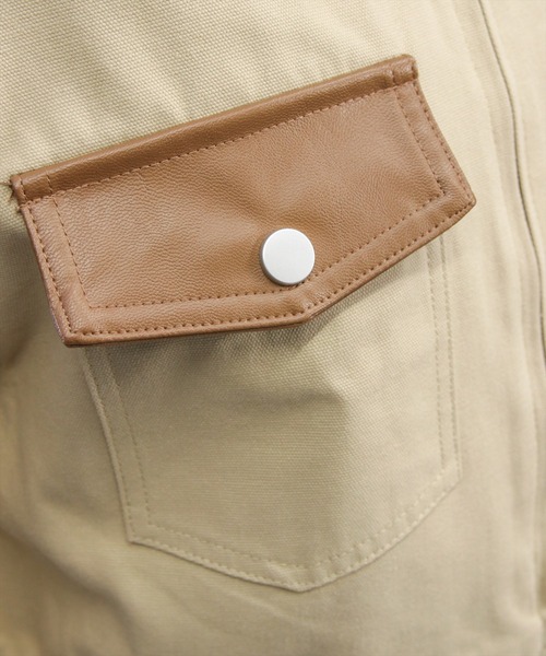 clear（クリア）の「レザー切替キャンバスジャケット［大人 カジュアル ］（その他アウター・レディース・ベージュ/アイボリー・F）」の13枚目の写真